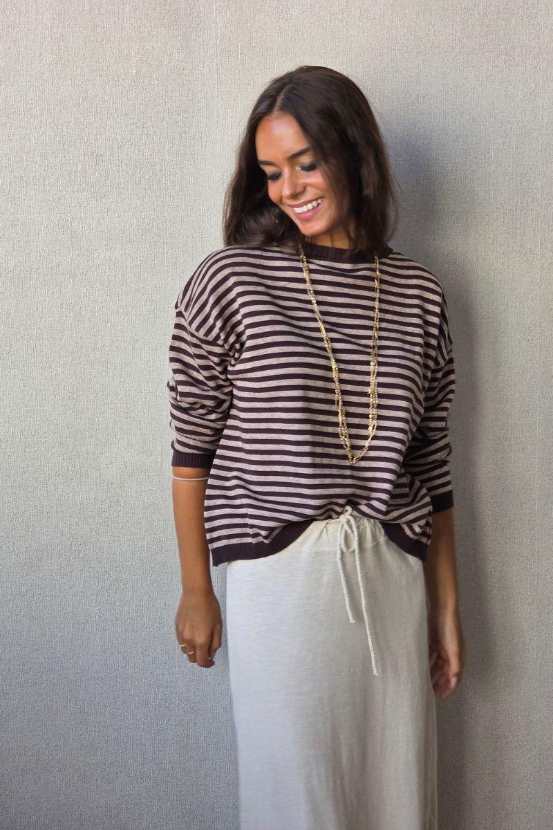 jersey de rayas chocolate/beige