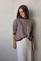 jersey de rayas chocolate/beige