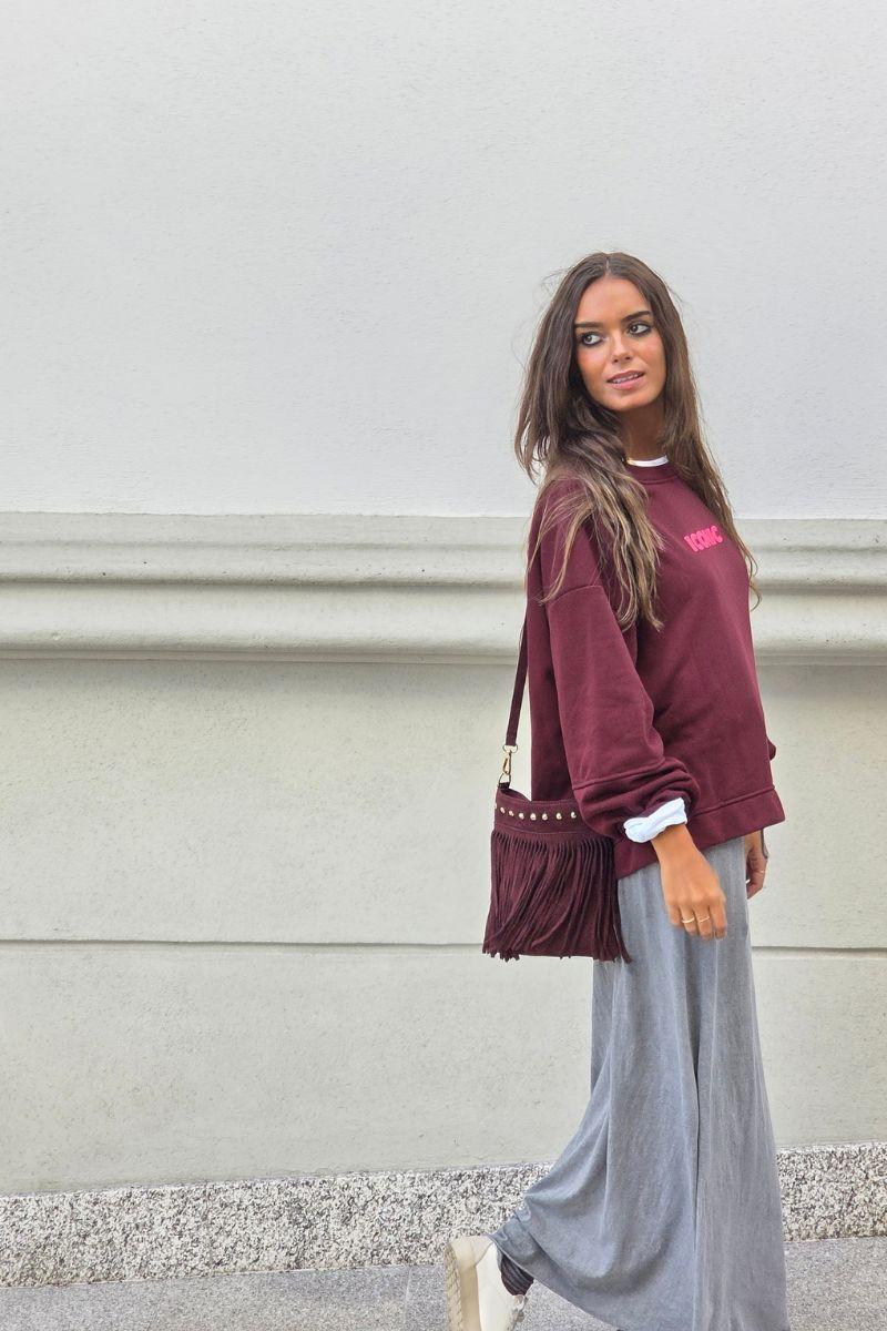 Sudadera oversize iconic granate