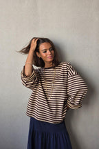 Sudadera oversize de rayas marrón