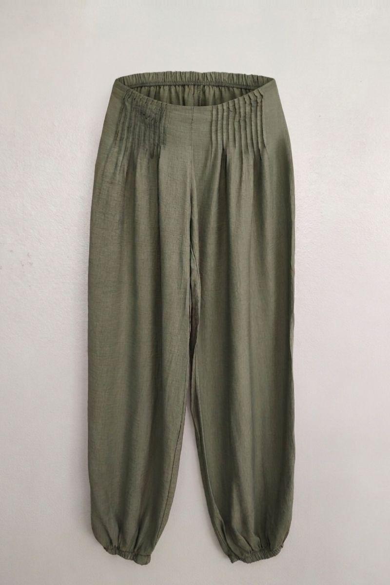 Pantalón jaretas bombacho salvia