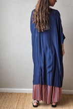 Kimono largo liso azul marino