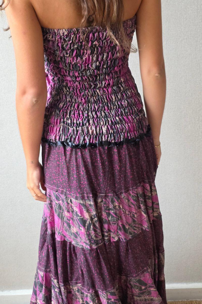 Vestido palabra de honor indio nido de abeja