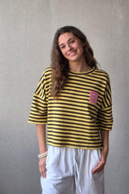 Sudadera Corta de Rayas Chocolate