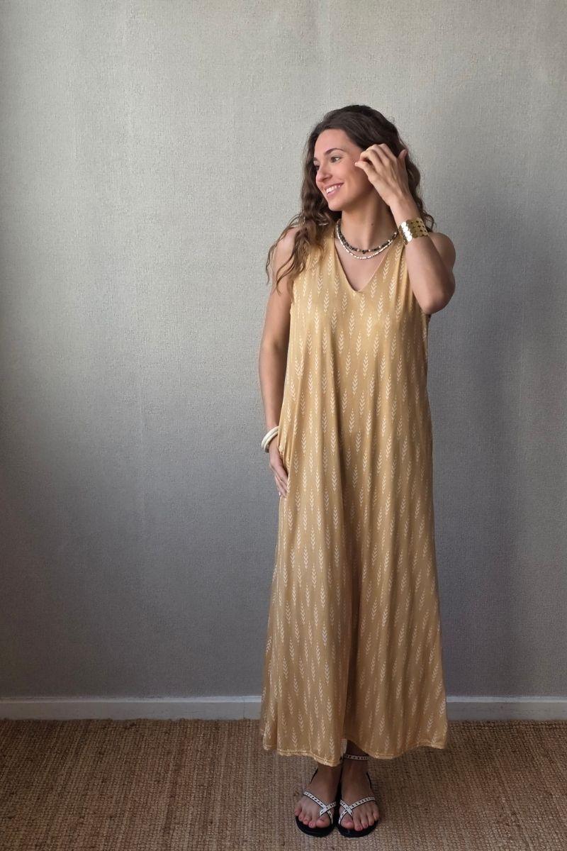 Vestido elástico trigo amarillo