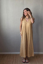 Vestido elástico trigo amarillo