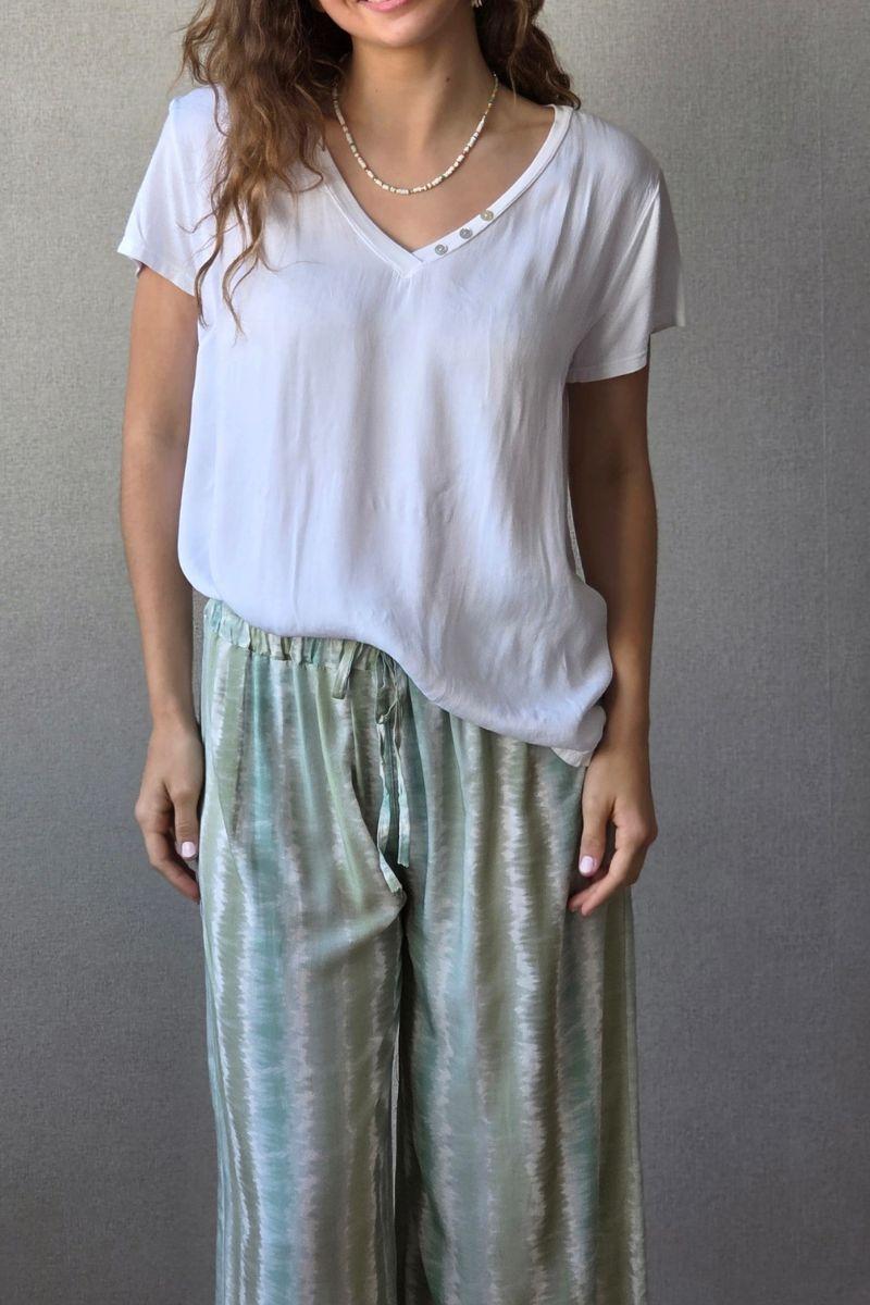 Pantalón estampado tie dye verde mint