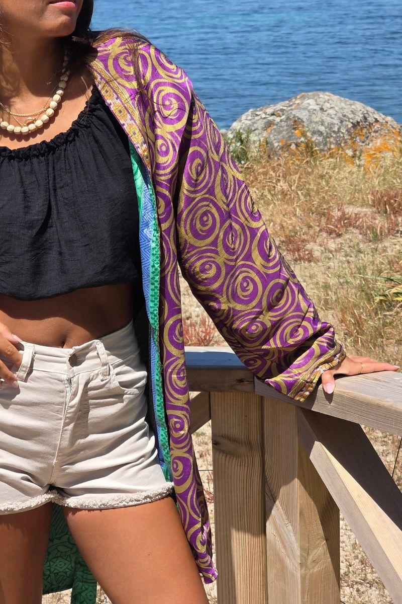 Kimono indio reversible en tonos verde andalucía