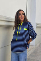 Sudadera con capucha de Rayas Turquesa