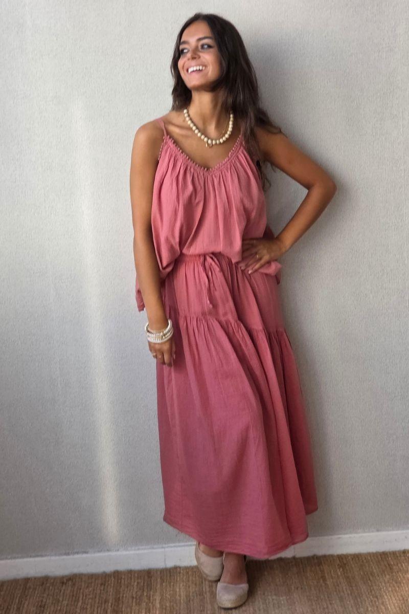Falda muselina coral