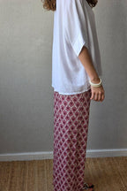 Pantalón Estampado Bolsillos Rosa Cebolla