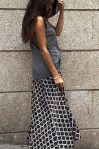 Falda larga estampado fuego negra