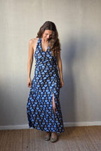 Falda de flores boho azul