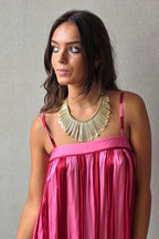 Vestido de tirantes rayas fucsia