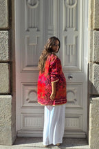 Kimono de telas indias bordado rojo