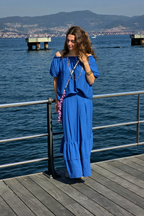 Blusa Manga Globo Palabra de Honor Azulón