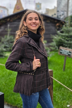 Americana de espiguilla marrón