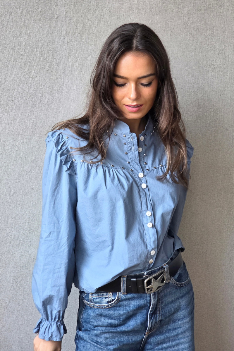 Camisa Azul Jean con Tachuelas
