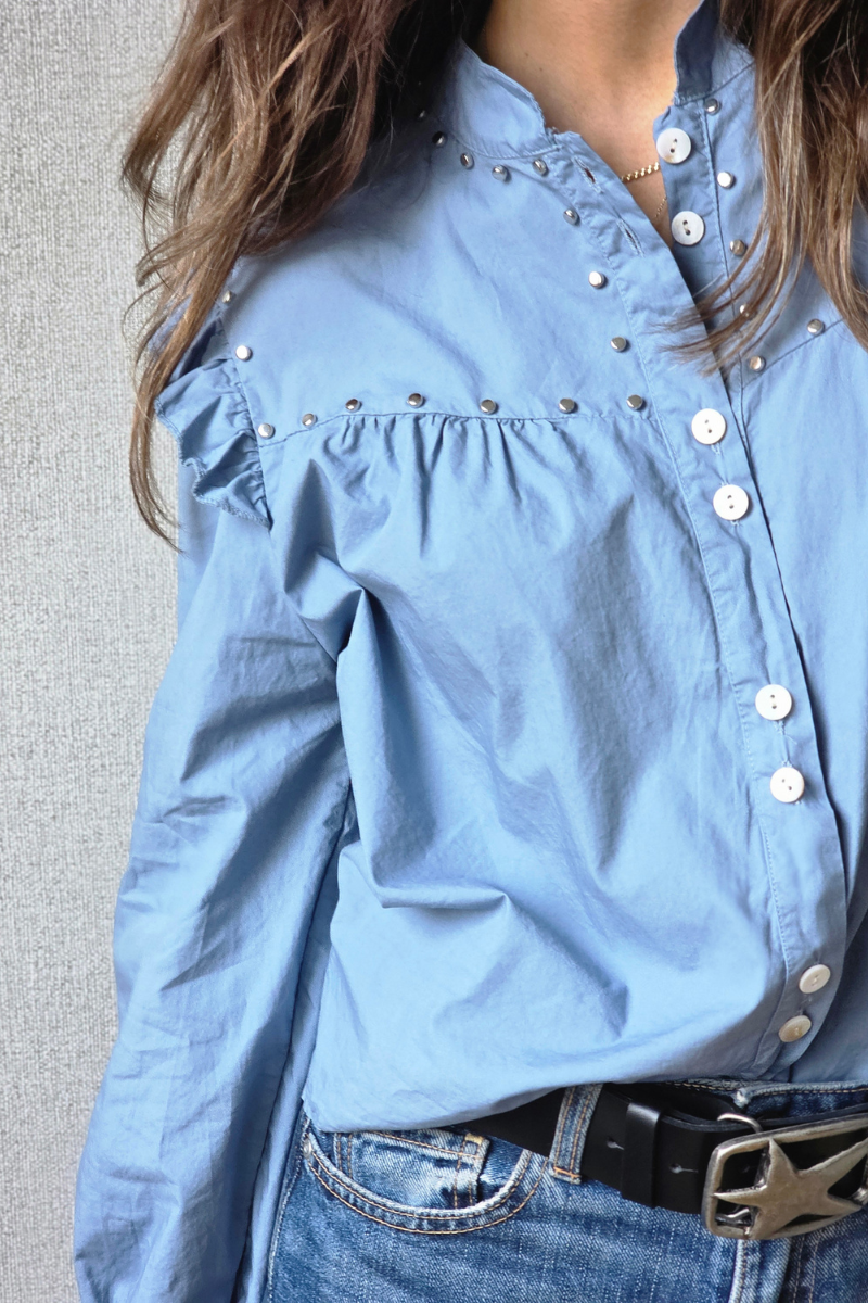 Camisa Azul Jean con Tachuelas