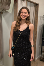 Top de tirantes de lentejuelas negro