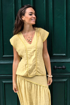 Blusa Rayas Amarillo tipo lino