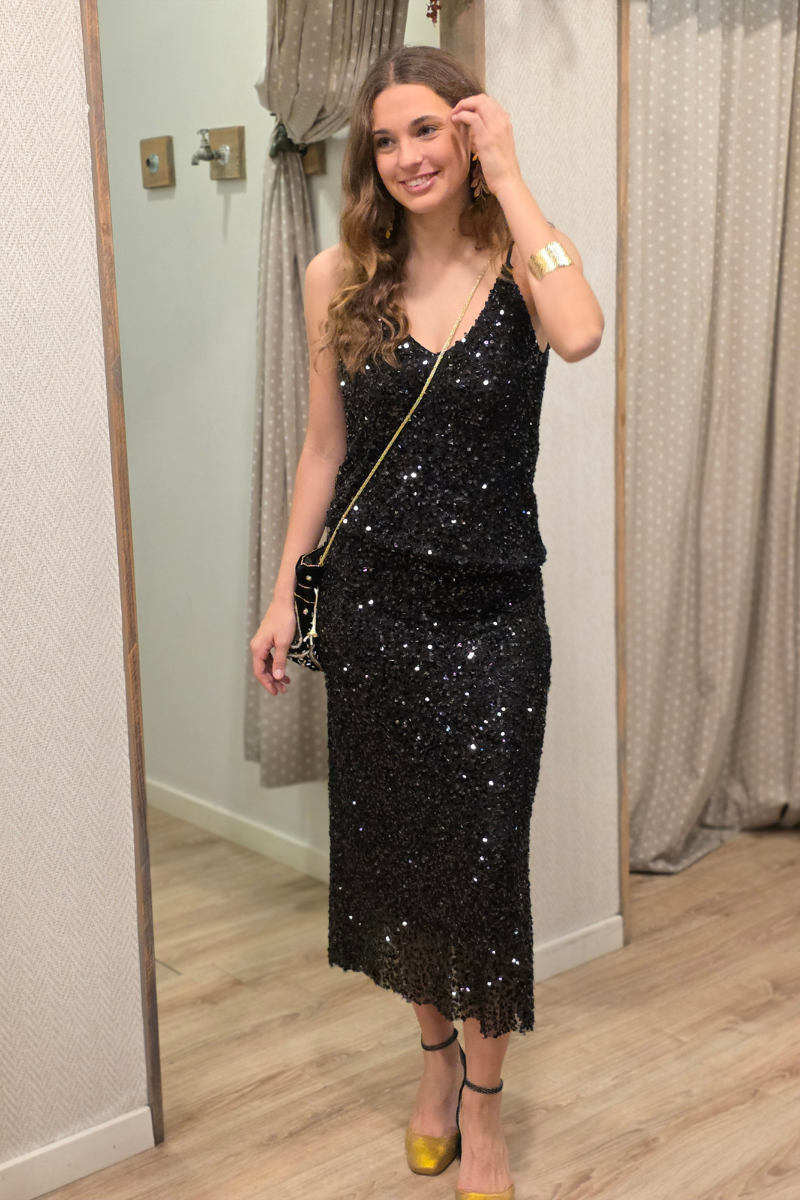 Falda de lentejuelas negra