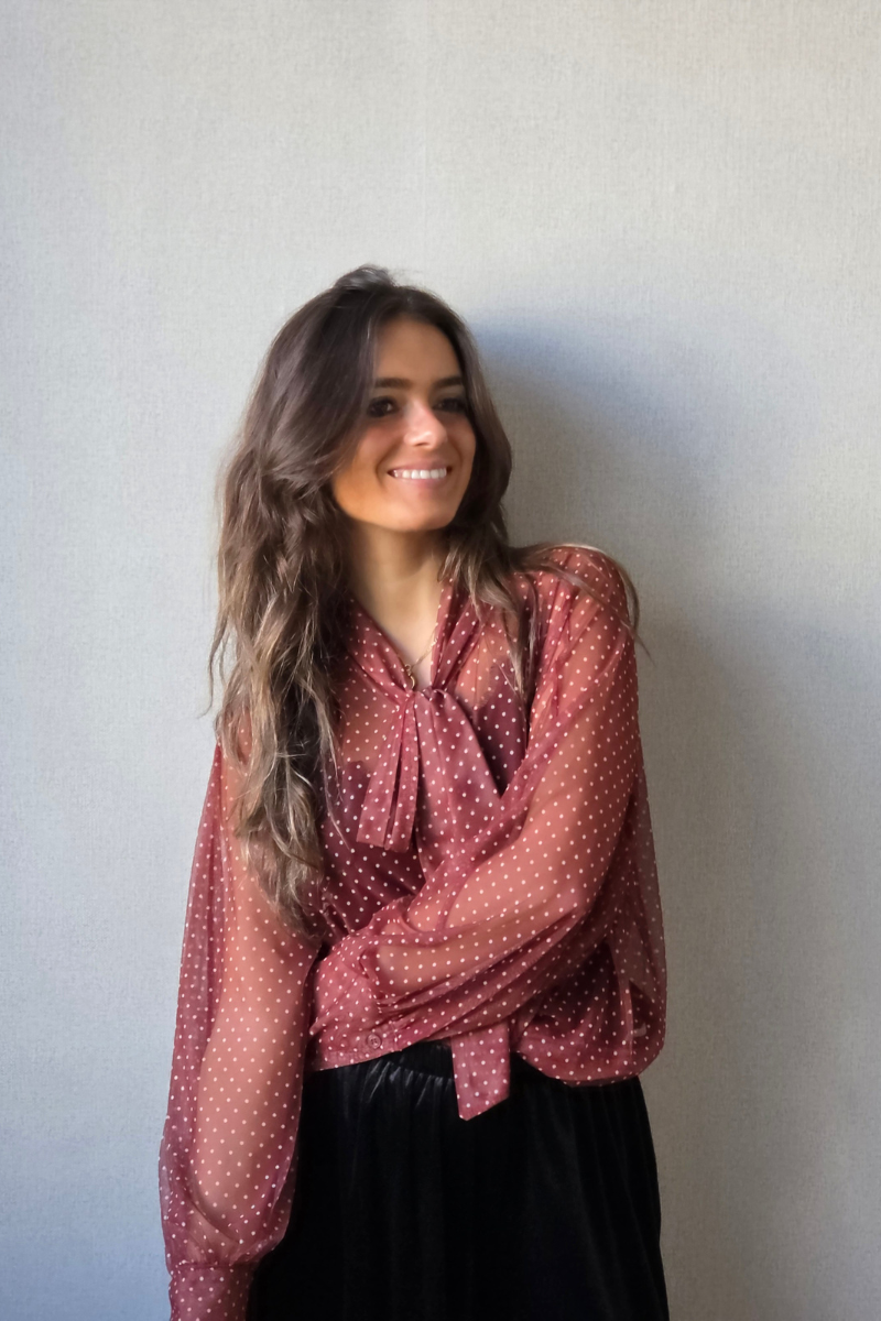 Blusa Lola de tul con puntitos teja