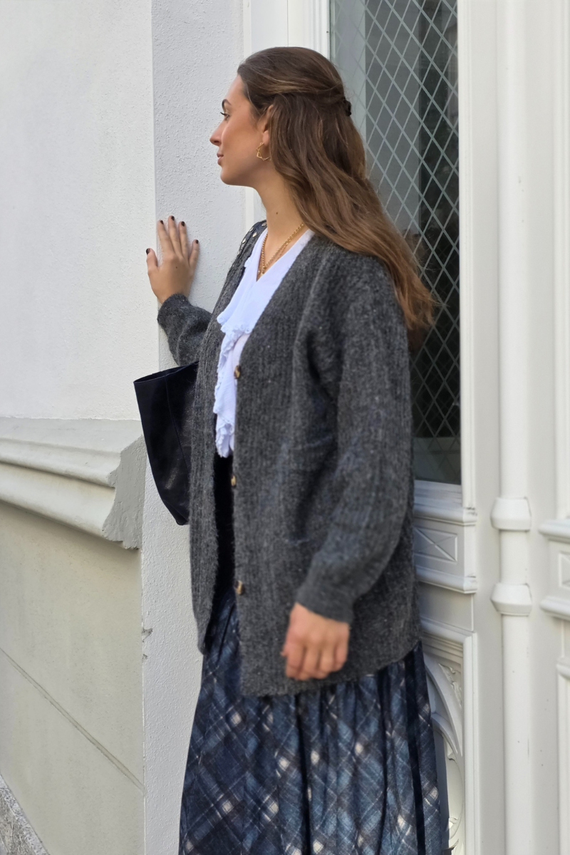 Chaqueta de punto Olivia gris oscuro