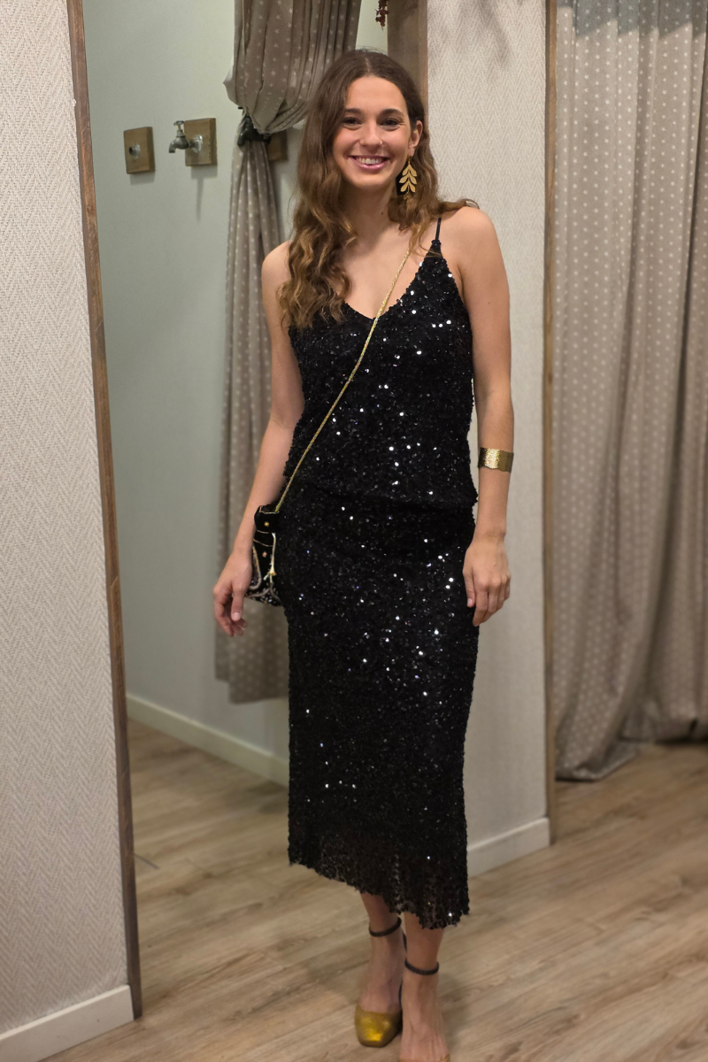 Falda de lentejuelas negra