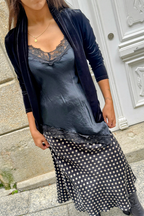 Falda larga Lola de lunares negra