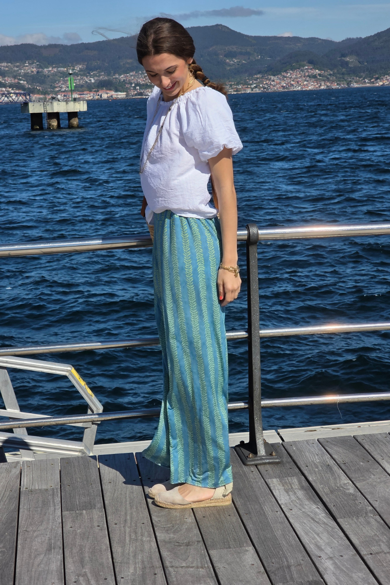 Pantalón Estampado Hojas Verde