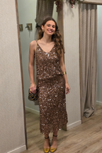 Top de tirantes de lentejuelas bronce