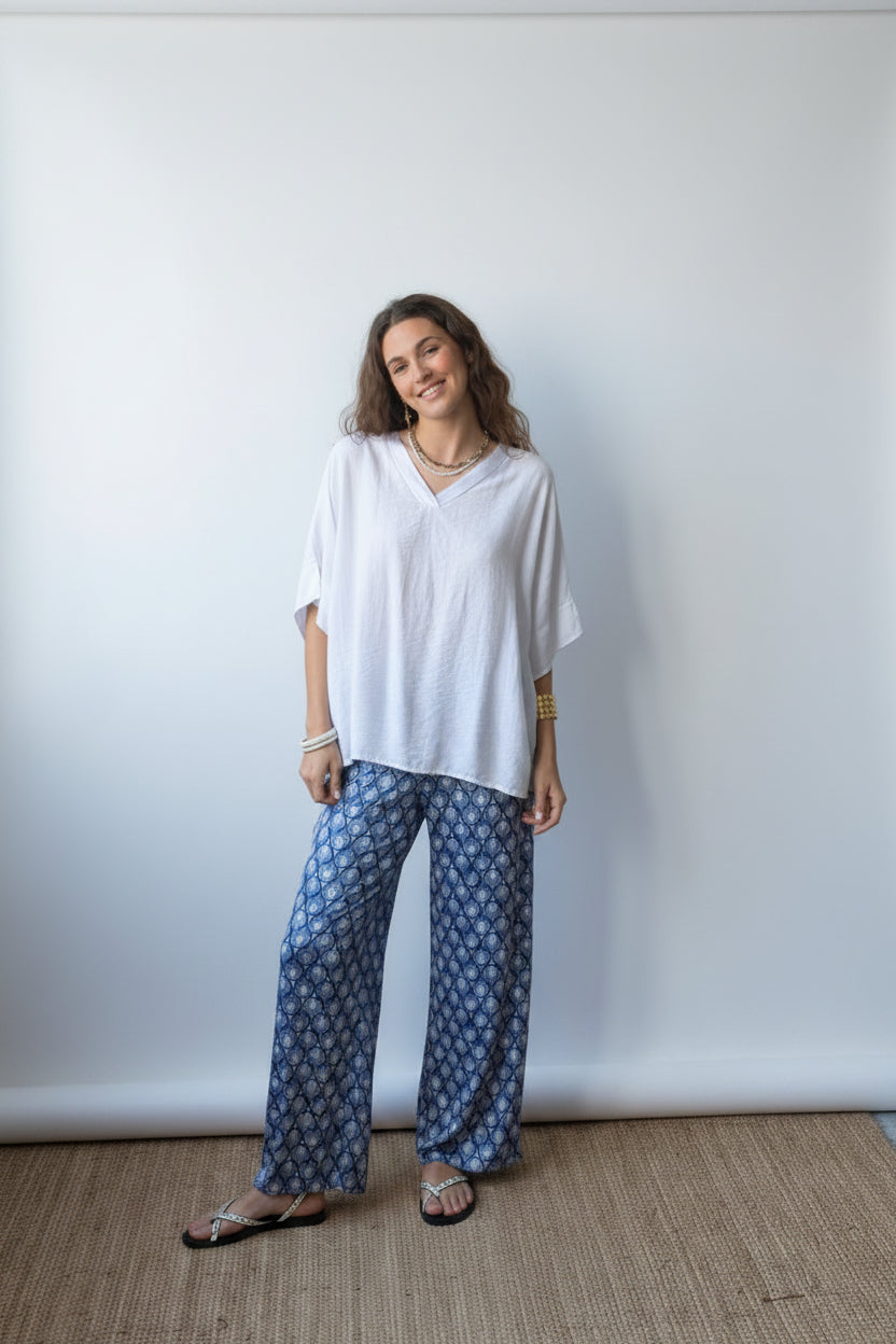 Blusa oversize manga satinada blanca
