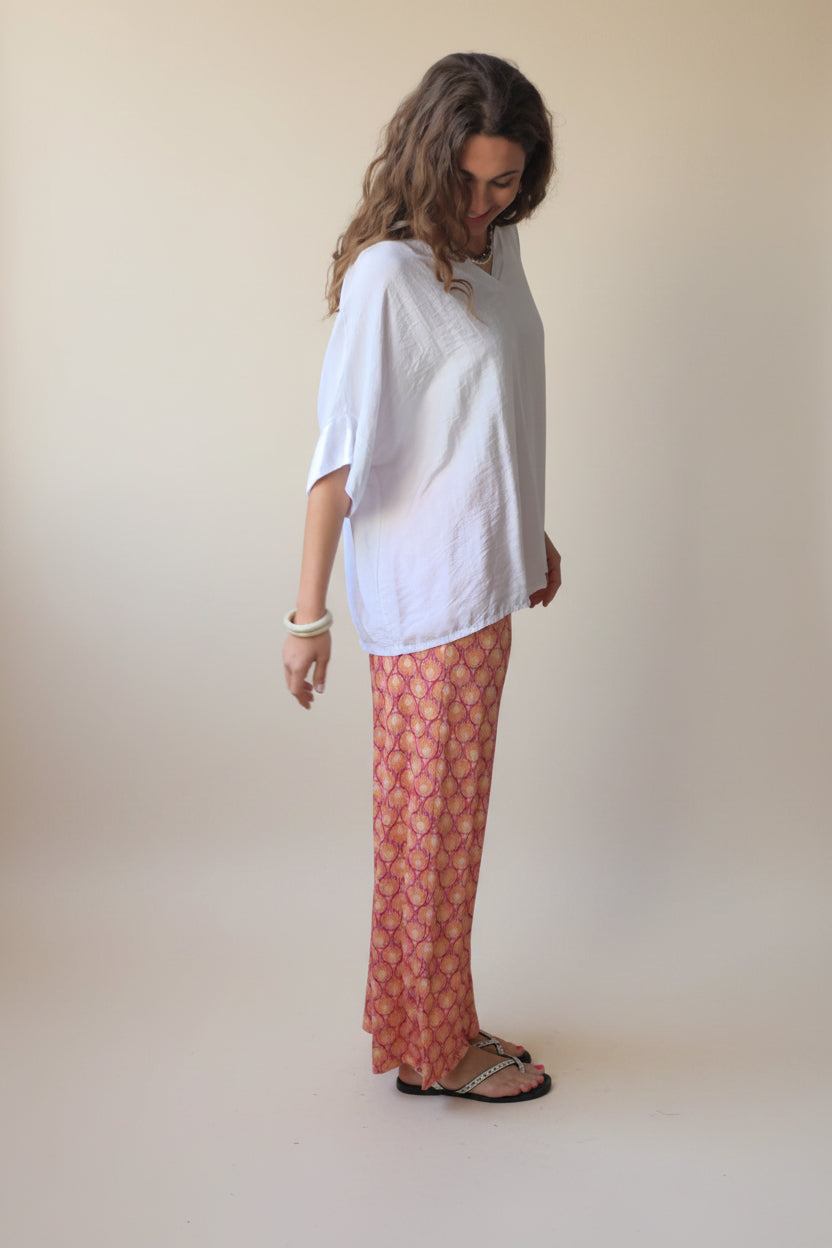 Blusa oversize manga satinada blanca