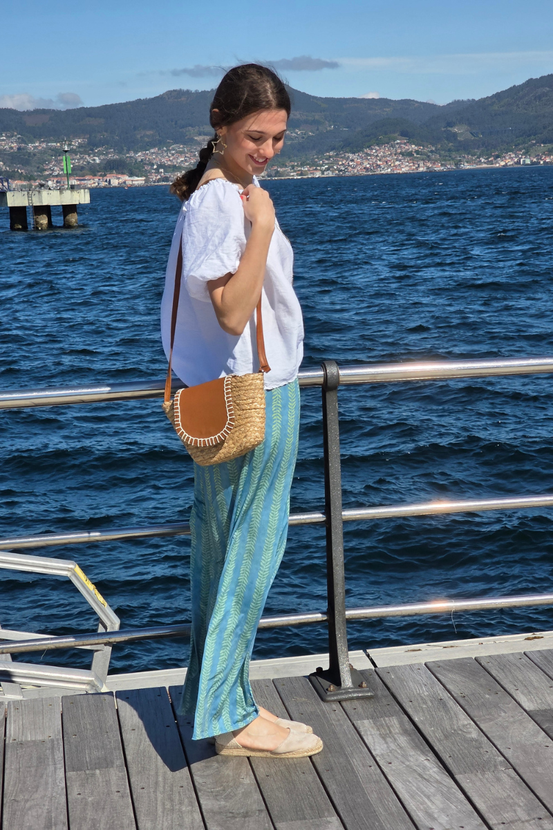 Pantalón Estampado Hojas Verde