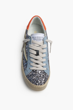 Zapatilla rayo con detalle Glitter azul