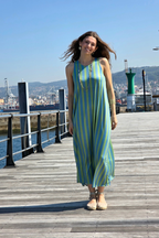 Vestido Elástico de Rayas Verde