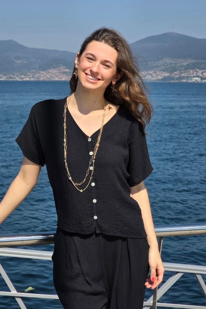 Blusa de Botones Negro