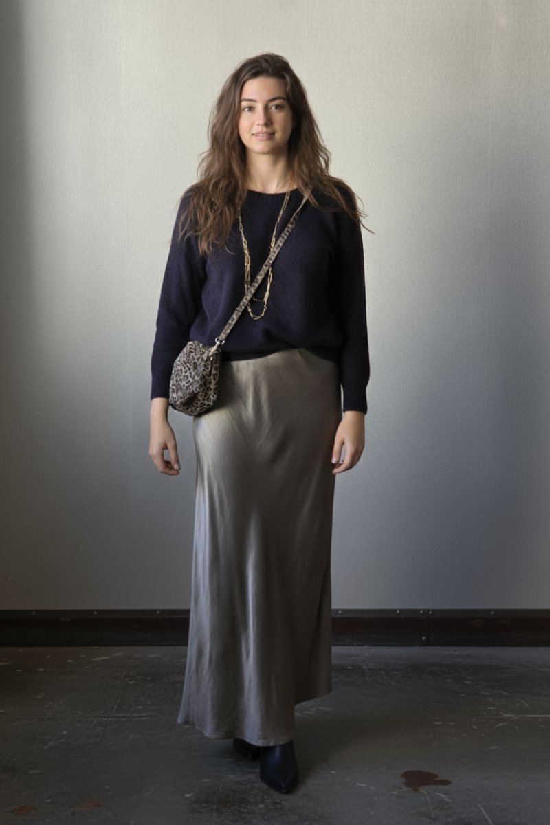 Falda satinada arrugada Topo