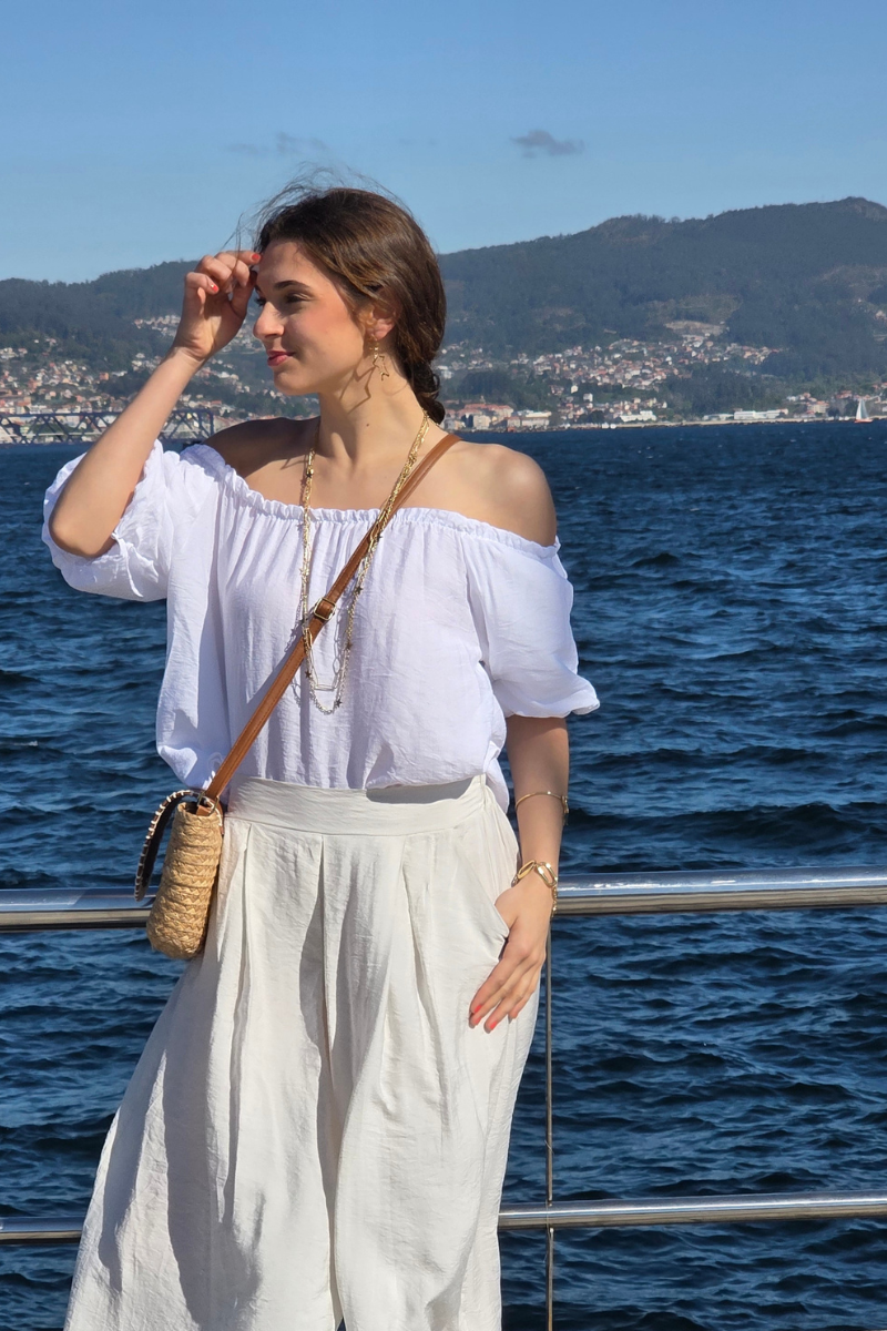 Blusa Manga Globo Palabra de Honor Blanca