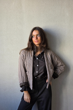 Chaqueta de cuadros acolchada chocolate