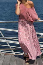 Falda Larga Elástica Célula Rosa