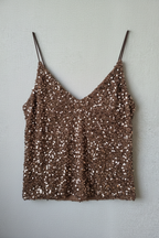 Top de tirantes de lentejuelas bronce