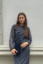 Blusa estampado de rombos azul marino