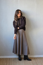 Falda evase de cuadros vichy chocolate