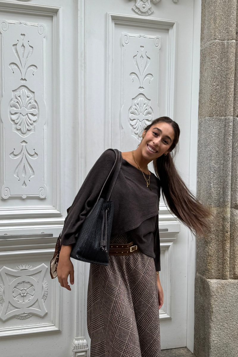 Jersey cruzado manga japonesa Sakura marrón