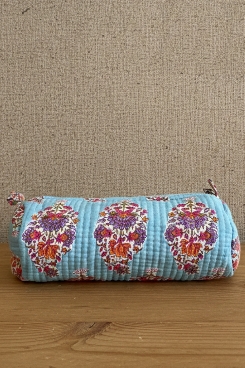 Estuche Neceser Pequeño Estampado Paisley azul celeste