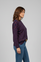 Camiseta de manga larga rayas oversize azul marino