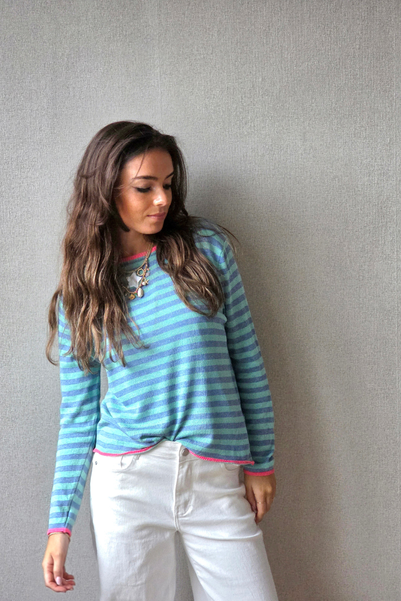Jersey Sunset Rayas Turquesa