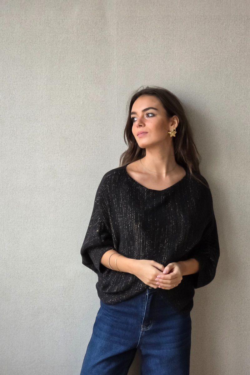 Jersey cruzado con brillo negro